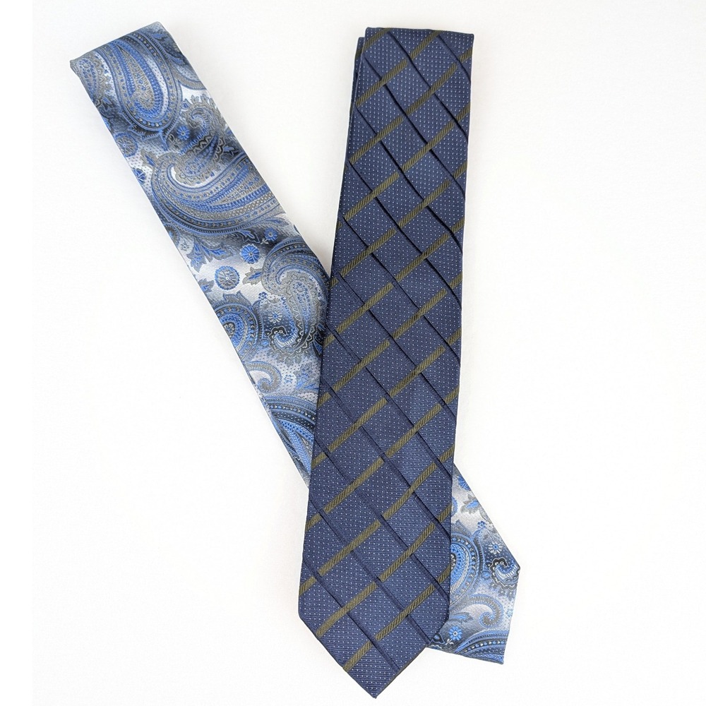 Faconnable & Alexander Julian Mens Tie Bundle Blue  2pc
